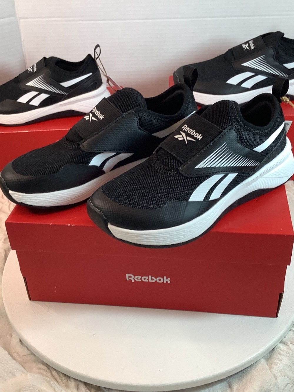 NWT Reebok Nano Play slip on training black sneakers big kids